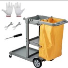 Commercial Janitorial Cart  3-shelf Housekeeping Cart With 22 Gallon Vinyl Bag