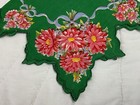 Vintage Ladies Hanky  Handkerchief  Cotton  Printed Flower   Bow Design  Green