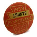 Pennsylvania Fishing License 1958 Pin Button Vintage