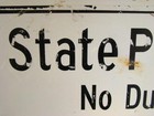 Large 1940s Steel 30  No Trespassing   State Property   Warning Sign  California