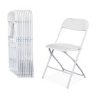 Ollodot 10 Pack White Folding Chairs With 350-lbs Capacity  Lightweight Portable