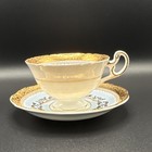 Foley Fine Bone China Tea Cup   Saucer Set White Gold Light Blue Floral 