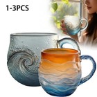Sea Glass Sunset Mug Set - 12 Oz Handblown Ocean Wave Cups - Beach Drinkware