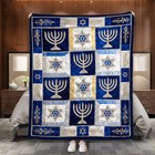 Judaica Quilt Blanket Menorah Star Of David Jewish Faith Hanukkah Decor Gift