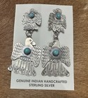 Native American Sterling Silver Navajo Handmade Oldlook Dangle Earrings