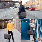 Vintage Messenger Bag 15 6 Inch Waterproof Genuine Leather Waxed Canvas Gray