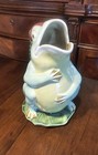 Rare Majolica Frog Pitcher Lily Flower Hand Painted Ceramic-excellent Shape
