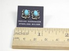Zuni Turquoise   Sterling Silver Stud Earrings By Cora Cachini  Nm Pueblo Indian