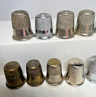 Mix Lot Of 23 Vintage Metal Sewing Thimbles Some Brass  All Sizes