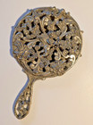 Vintage Child s Handheld Mirror Silver Cherub Cupid Floral Flowers Ornate