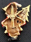 Vtg Jj Signed Santa Cat Christmas Tree Enamel Rhinestone Crystal Brooch Pin Rare