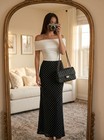 Blencot Womens Plus Size Long Skirt Polka Dot Flowy Maxi Skirt Black 2xl