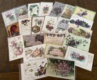 Nice lot Of 25 Antique greetings Postcards With Violets Flowers in Sleeves r746