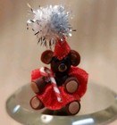 Vintage Artisan Made Teddy Bear With Christmas Outfit For Miniature Dollhouse