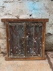 Antique Wooden Wall D  cor Window Panel Original Old Hand Crafted Polychrome