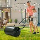 43 In Lawn Roller Cylindrical Garden Yard Roller Filled With Water Steel Black
