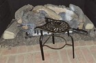 Antique Brass   Iron Fireplace Trivet Kettle Stand With Wood Handle