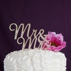 Mr And Mrs Gold Tone  Rhinestone Wedding Cake Topper Bling Party Decoration New