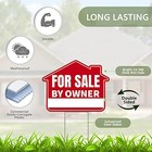 1pc For Sale By Owner Sign With Stakes  17 Inches By 13 Inches - Double 1 Pack