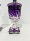 Pr  Bohemian Amethyst Hunting Engraved Glass Covered Urns  Late 19th Century
