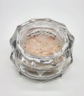 Vintage Round Glass Powder Box For Dresser Vanity With Etched Lid
