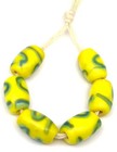 6 Vintage Czech Millefiori Yellow Multi Oval Bohemian Glass African Trade Beads