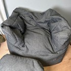 Big Joe Lux Bean Bag Chair With Ottoman Set Gray Textured Fabric Lounger