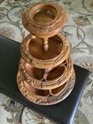 Vtg Hawaiian Monkey Pod Wood 4 Tiered Rotating Hand Carved Lazy Susan Stunning