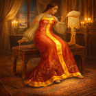 Russian Fedoskino Lacquer Box Hand Painted Papier-mache Gold Trim Vintage Art