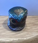 Vintage Pair Cloisonn   Brass   Enamel Owl Head Thimbles - Collectible
