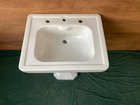 Antique 27x22 White Ceramic Pedestal Bathroom Sink Old Vtg Standard 04-26e