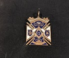 14k Antique Gold   Enamel Masonic Watch Fob Or Pendant