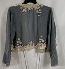 Johnny Was Women s Gray Embroidered Floral Lace Trim Kimono Cardigan Top Sz Xs