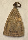 Thai Buddhist Bronze Tone Metal Triangle Buddha Amulet Pendant  Thai Script