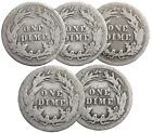 Lot Of 5 Different Barber Silver Dimes In G vg  5 Pc  Lot  Circulated