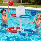 Dual Pool Basketball Hoop With Backboard For Boys Girls 2-in-1 Floating Blue