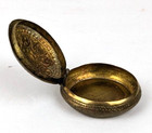 Antique Ornate Brass Trinket Snuff Patch Pill Box Hand Tooled Repousse 2 5 