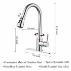 Chrome Kitchen Sink Faucet Pull Out Sprayer With Cover Single Handle Mixer Tap