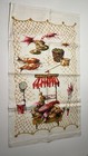 Nwt Vtg Mcm Midcentury Fish Market Lobster Crustacean Linen Print Tea Towel