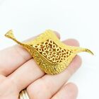 Lind Gal Lg Vintage Estate Brooch Pin Gold Tone Leaf Filigree Shape Signed 3 5 