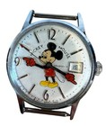 Vintage 70s Disney Helbros Mickey Mouse 17 Jewel Wind Up Mechanical Watch Works