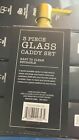 Square Glass Clear Lotion And Soap Pump Dispenser Set W  Metal Stand Caddy