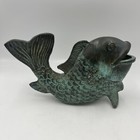 Koi Fish Antiqued Brass Bronze Decorative Fish Statue Lucky Koi Sculpture Vase