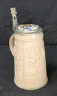 Antique German Porcelain In Pewter Lidded Beer Stein