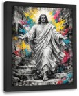 Framed Jesus Banksy Wall Art - Christian Canvas Print - 10 l X 8 w - Jesus