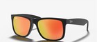 Ray-ban Rb 4165 622 6q Justin Sunglasses Matte Black Red Flash 54mm W case Nwt