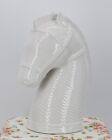 White Ceramic Horse Head Statue Figurine Chess Knight Decor 9 25  Tall