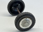 Vintage Plastic Die Cast Tires With Axle  Set Of 2 Tires  Unbranded