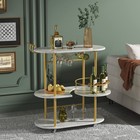 Gold Bar Carts With 4-tier Storage Shelves  Mobile Bar Serving Cart With Wine   