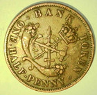 1852 Bank Of Upper Canada Half Penny Token Ef40 Canada Colonial Breton 719